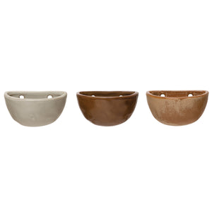 Planter, 5in, Stoneware Wall Pocket, 3 Colours