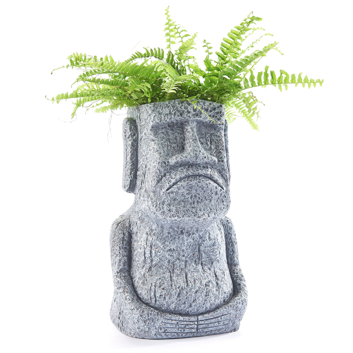 Planter, Oversized Easter Island Frowning Figure