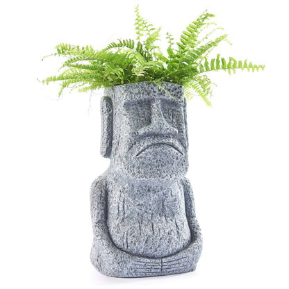 Planter, Oversized Easter Island Frowning Figure