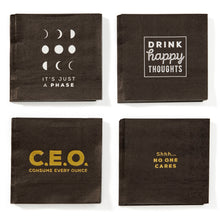 Load image into Gallery viewer, Paper Cocktail Napkin, Drinking, Black, 12 ct
