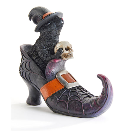 Resin Rat in Witch's Shoe, 6.5in