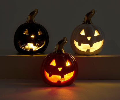 LED Ceramic Jack-o-Lantern Decor, 3 Styles
