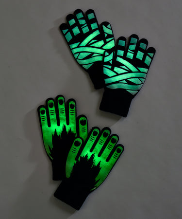 Glow in the Dark Halloween Hands Gloves, 2 Styles