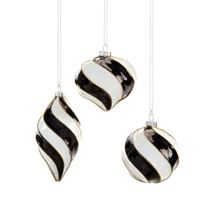 Black & White Spiral Stripe Ornament, 3 Styles