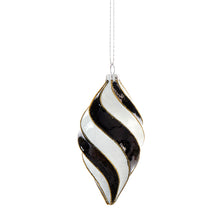 Load image into Gallery viewer, Black &amp; White Spiral Stripe Ornament, 3 Styles
