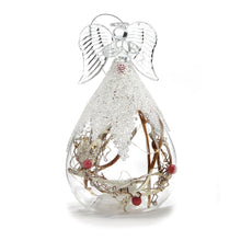 Load image into Gallery viewer, Glass LED Twig Angel Ornament, 6in
