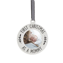 Load image into Gallery viewer, Ceramic Scandi First Xmas Photo Frame Ornament
