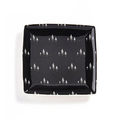 Black & White Scandi Woods Ceramic Plate, 7.25oz