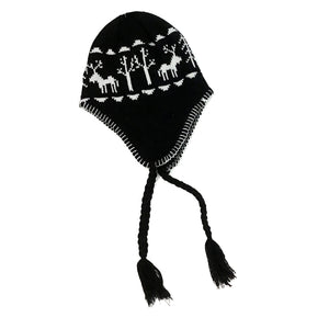 Black & White Scandi Woods Toque with Ear Flaps