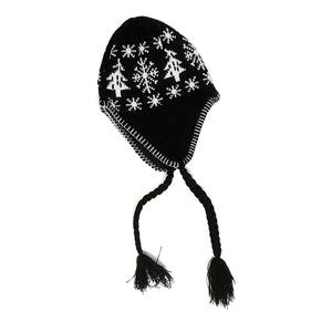 Black & White Scandi Woods Toque with Ear Flaps