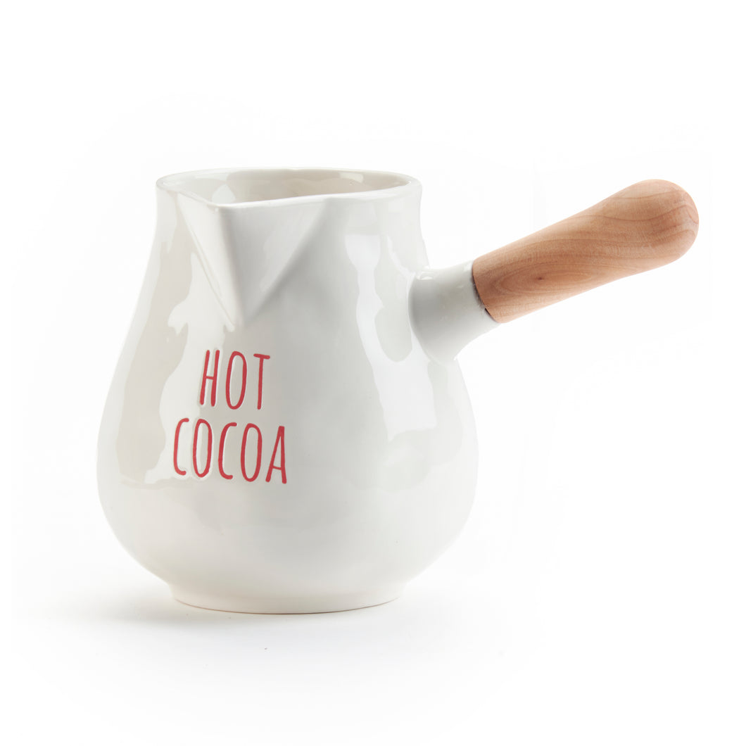 Ceramic Hot Cocoa Server with Wooden Handle