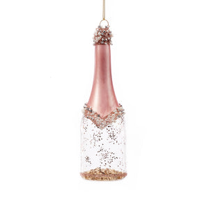 Glass Champagne Bottle Ornament, 3 Styles