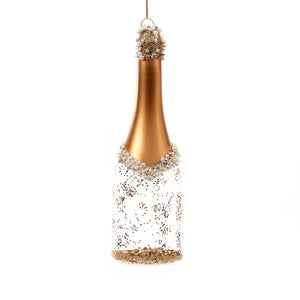 Glass Champagne Bottle Ornament, 3 Styles