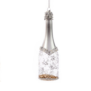 Glass Champagne Bottle Ornament, 3 Styles