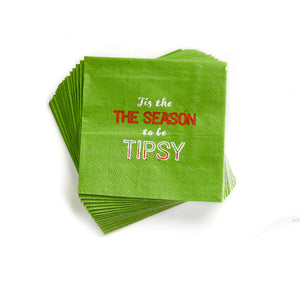 Paper Cocktail Napkin, 20 Count, Holly Jolly Xmas