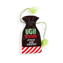 Load image into Gallery viewer, Grinch-Themed Drawstring Wine Bag with Sentiment
