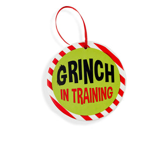 Ceramic Grinch-Themed Disc Ornament, 4in, 3 Styles