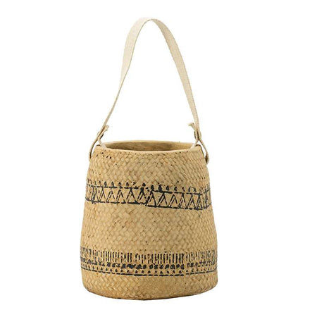 Pot, 4in, Wicker-Look Cement w/ Cotton Handle