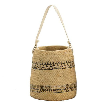 Pot, 6in, Wicker-Look Cement w/ Cotton Handle