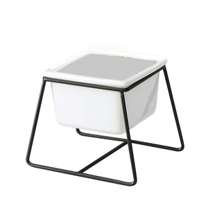 Planter, 4in, Ceramic, White Square w/ Black Legs