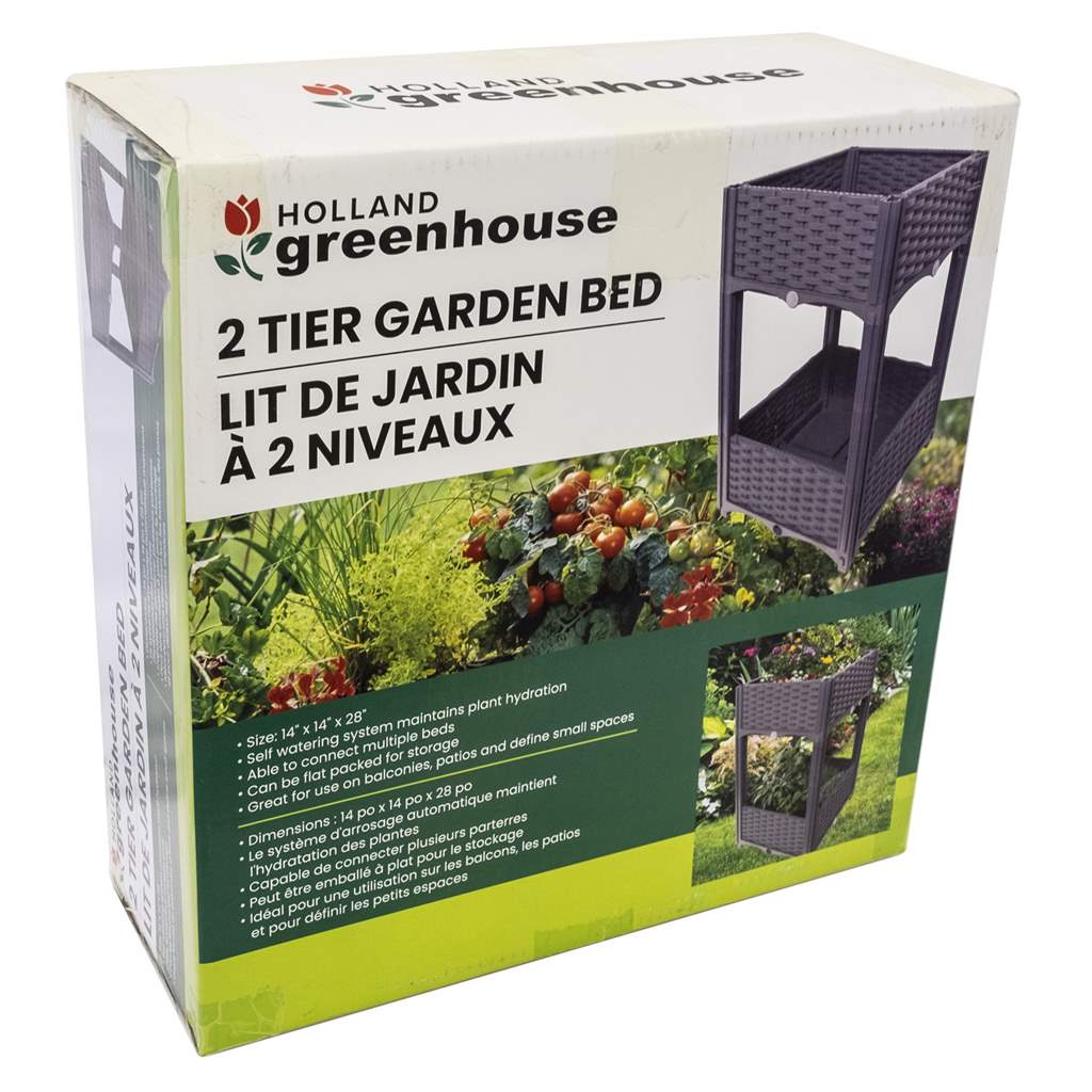 Planter, 14in, 2 Tier Square, Self-Watering