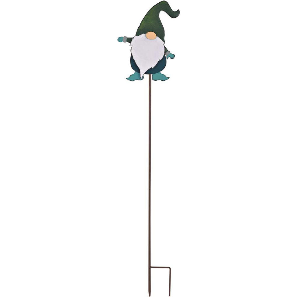 Metal Dancing Gnome Garden Stake, Green, 44in