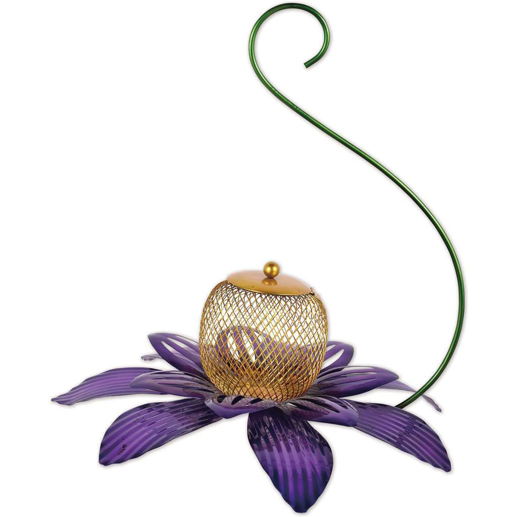 Hanging Metal Flower Platform Bird Feeder, Purple