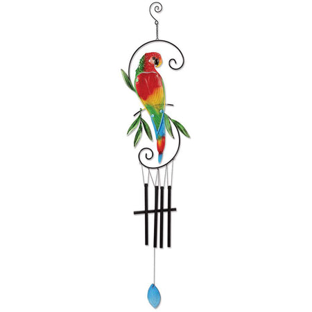 Metal & Glass Parrot Wind Chime, 39in