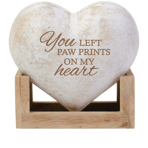 Wood 3D Memorial Heart, Paw Prints, 5in