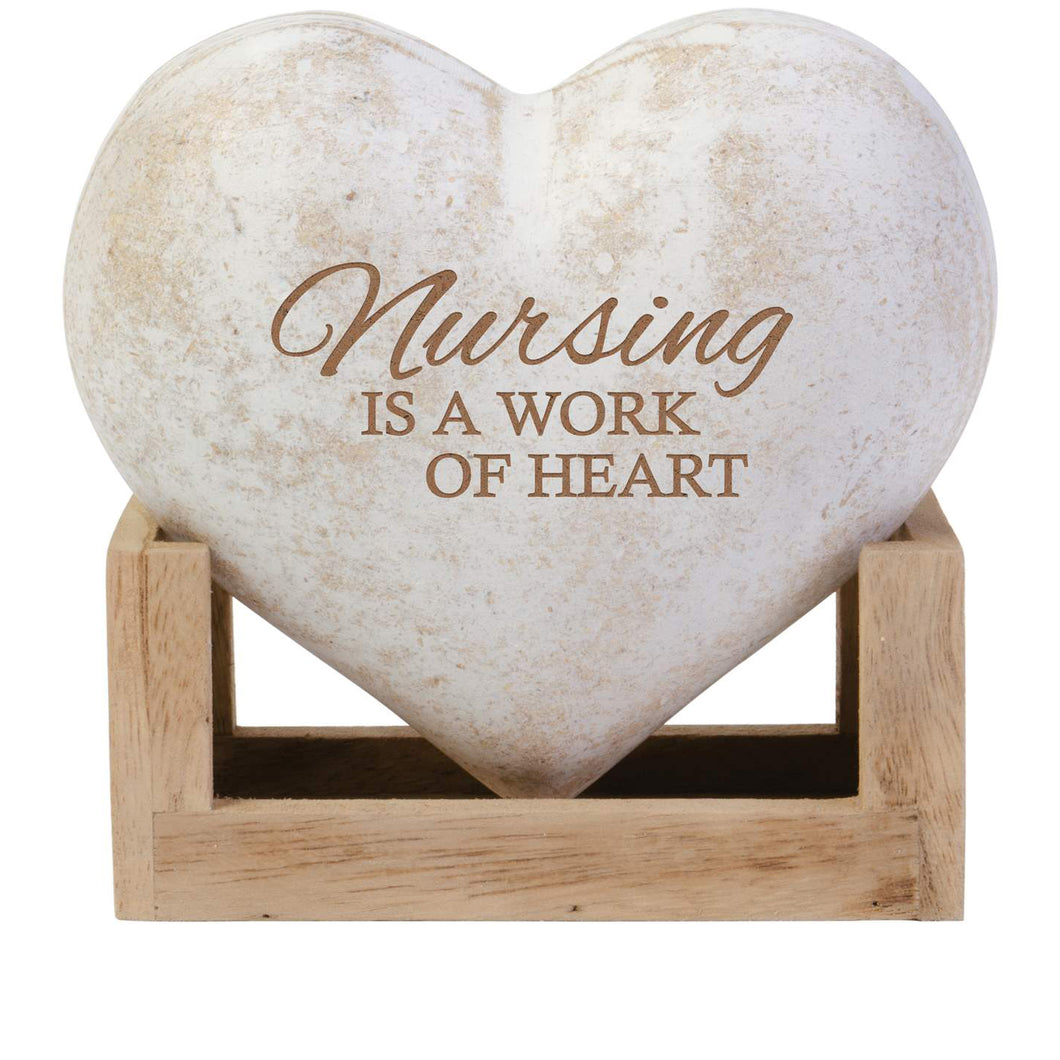 Wood 3D Heart Decor, Nursing, 5in
