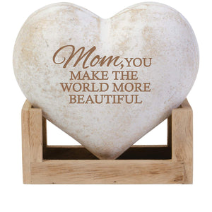 Wood 3D Heart Decor, Mom, 5in