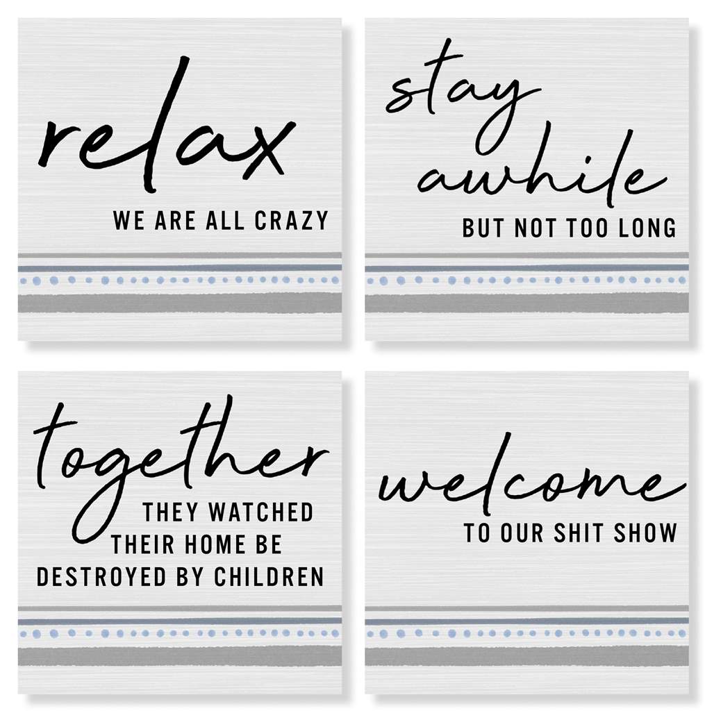 Sarcasm Stripes Coasters, Stoneware, Set of 4