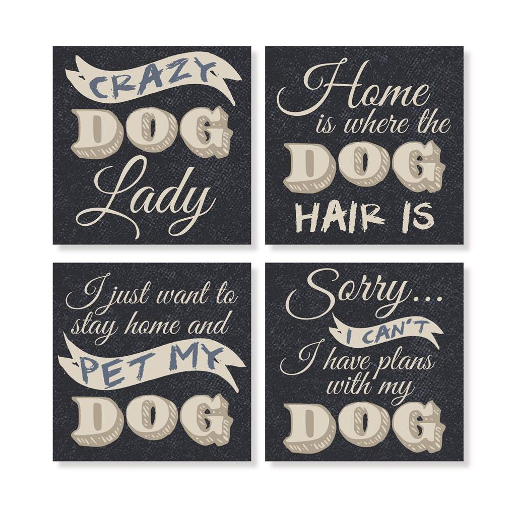Dog Lovers Coasters, Stoneware, Set of 4