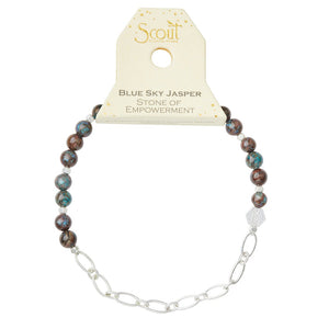 Mini Stone/Chain Stacking Bracelet, Blue Sky Jasp.