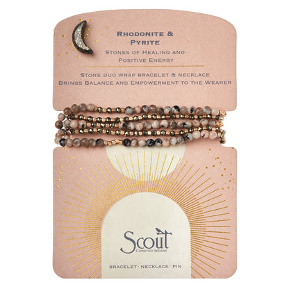Stone Duo Wrap Bracelet, Rhodonite & Pyrite
