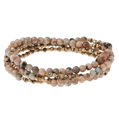 Stone Duo Wrap Bracelet, Rhodonite & Pyrite