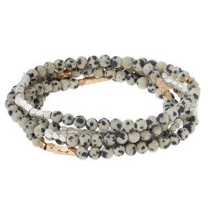 Stone Wrap Bracelet, Dalmatian Jasper