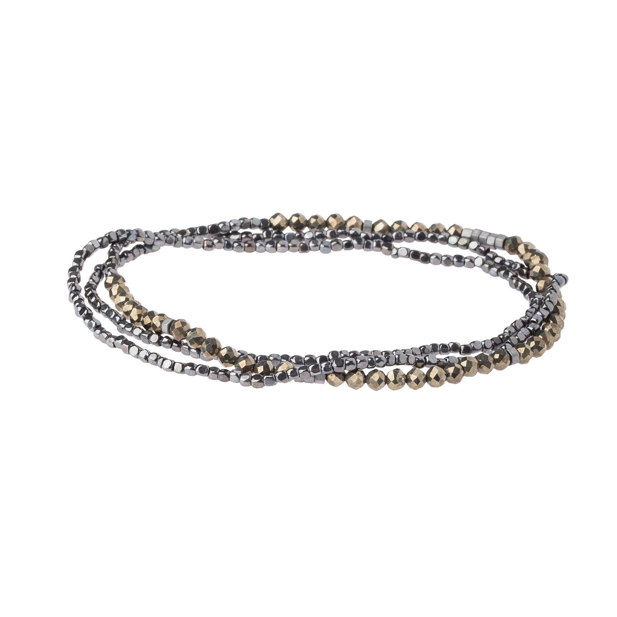 Delicate Stone Wrap Bracelet, Pyrite