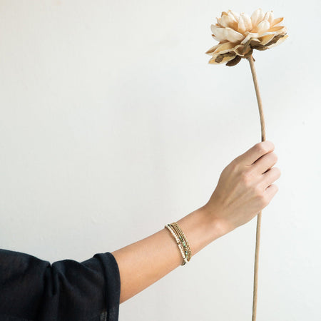 Delicate Stone Wrap Bracelet, Pyrite