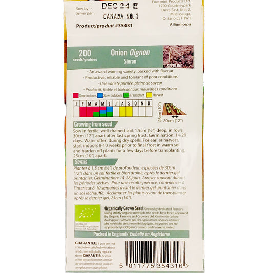 Onion - Sturon Organic Seeds, Mr Fothergill's