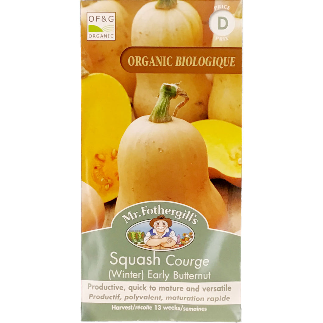 Squash - Butternut Organic Seeds, Mr Fothergill's