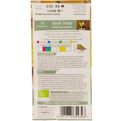 Squash - Butternut Organic Seeds, Mr Fothergill's