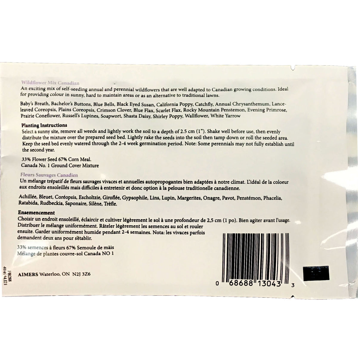Wildflowers - Canadian Mixture Seeds, Aimers Jumbo