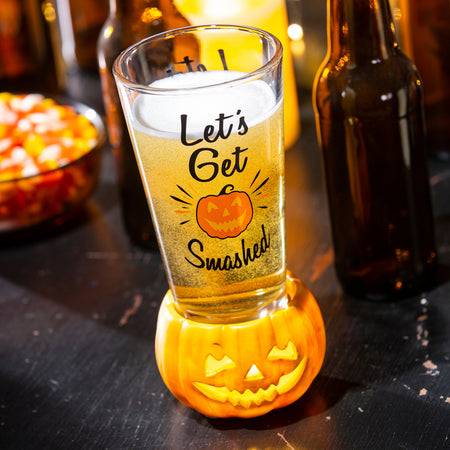 Beer Glass with LED Pumpkin Coaster, 16oz