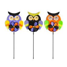 Load image into Gallery viewer, Halloween Owl Pinwheel Spinner Stake, 35in
