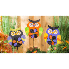 Load image into Gallery viewer, Halloween Owl Pinwheel Spinner Stake, 35in
