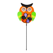 Load image into Gallery viewer, Halloween Owl Pinwheel Spinner Stake, 35in
