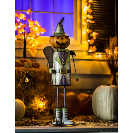 Pumpkin Man Metal Garden Statue, 28in