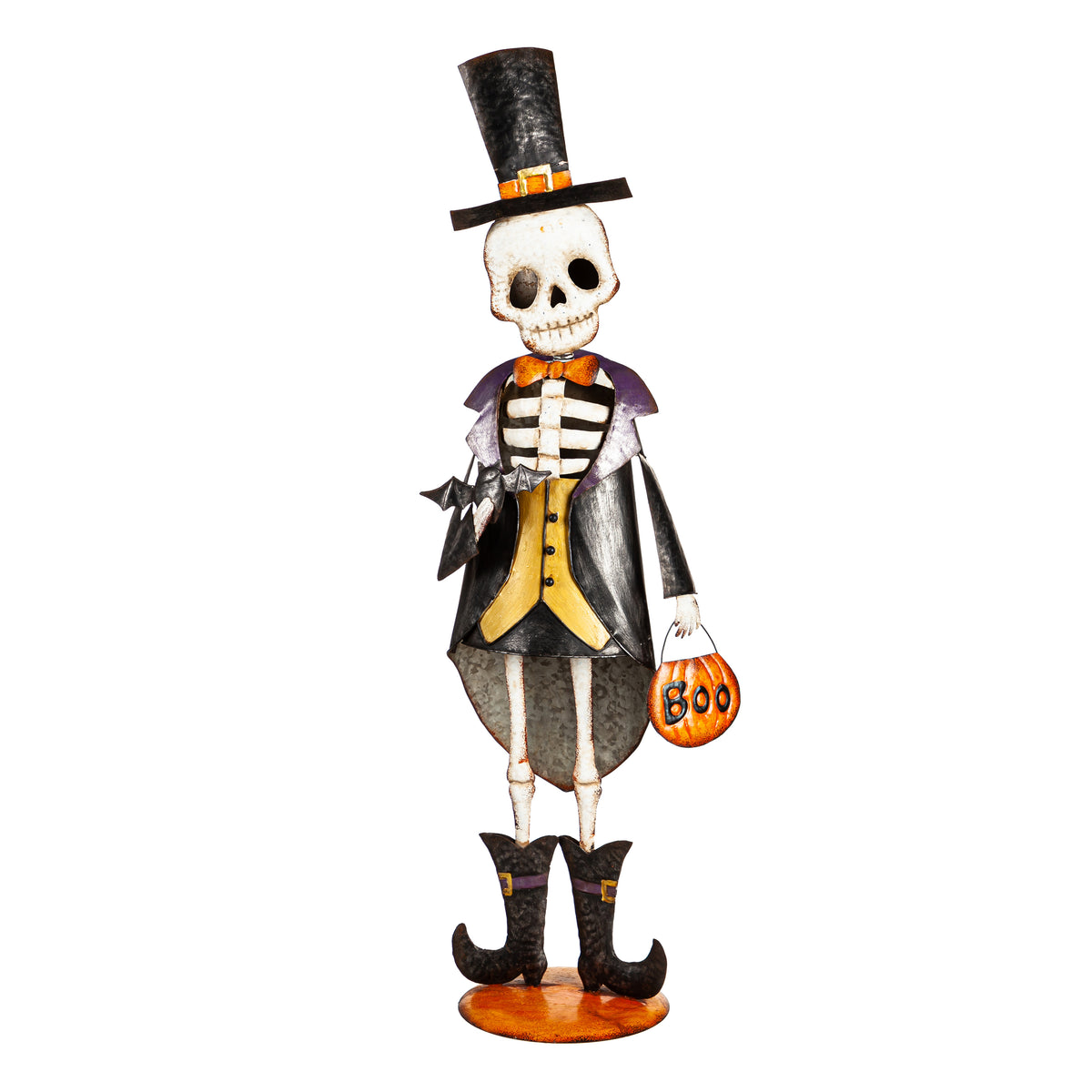 Formal Skeleton Metal Garden Statue, 32.25in