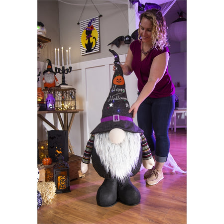 LED Plush Halloween Witch Gnome, 52in